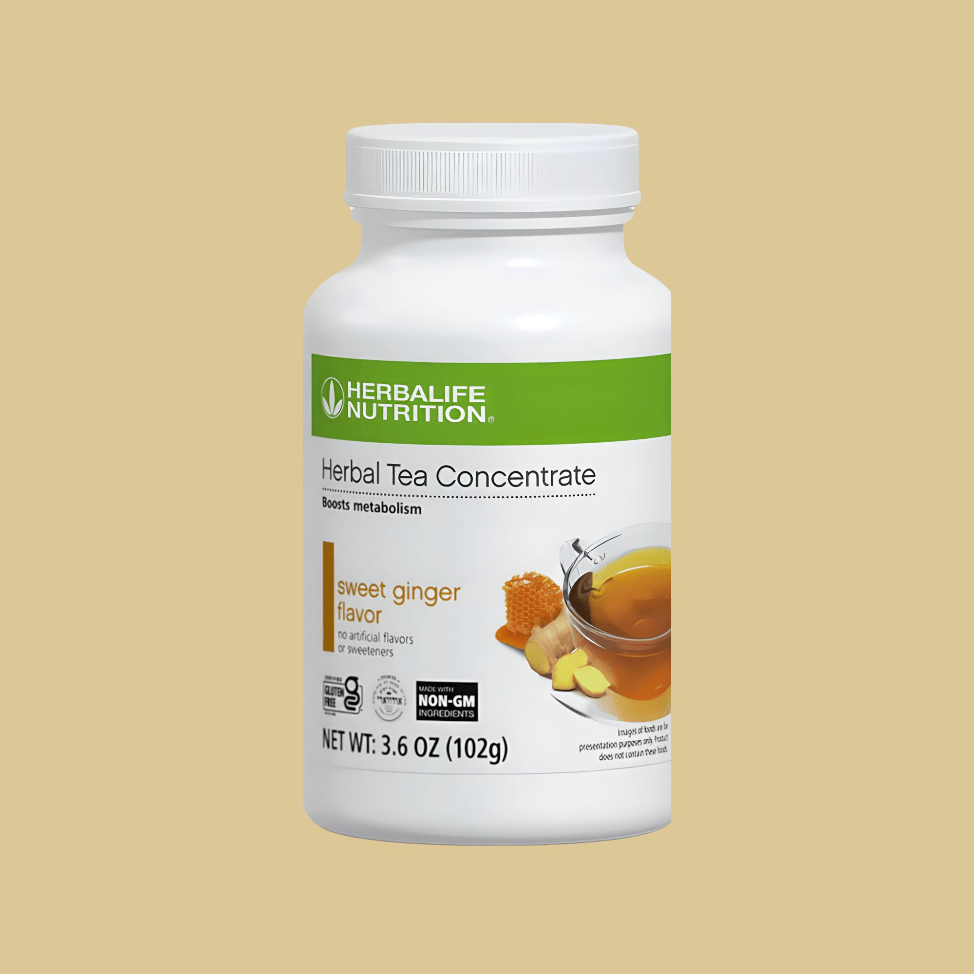 Herbal Tea Concentrate: Sweet Ginger with Non-GM Ingredients (Canister) - Lecse
