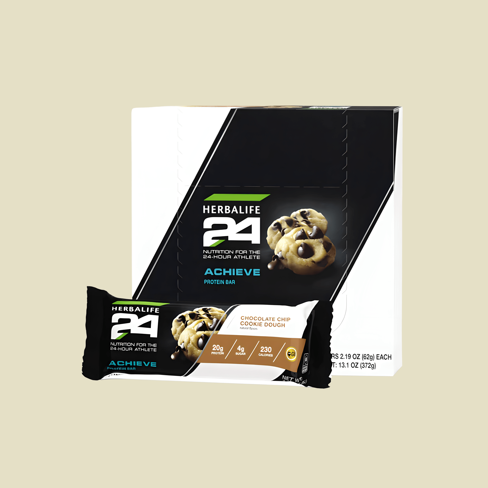 Herbalife24 ACHIEVE Protein Bar: Chocolate Chip Cookie Dough 6 bars per box - Lecse